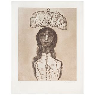GERARDO CANTÚ, La dama de cobre, Firmado y fechado 78, Grabado P. A., 49 x 38 cm