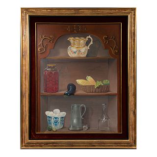 ANÓNIMO Bodegón con jarras Óleo sobre tela Enmarcado  117 x 97 cm