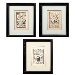 JOSÉ GUADALUPE POSADALote de 3 obras gráficas. Consta de: "El Rey y sus tres hijos", "Viva Cuba" y "Colección cartas amorosas No 12"