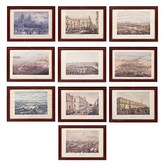 CASIMIRO CASTRO Lote de 10 láminas de "México y sus alrededores". Siglo XX. Impresión sobre papel Enmarcadas. 36 x 49 cm