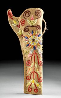 20th C. Sioux Leather & Fiber Embroidered Holster