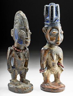2 Early 20th C. African Yoruba Ibeji Wood Figures