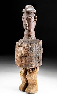 Mid 20th C. African Yaka Wood & Cloth Fetish Figure
