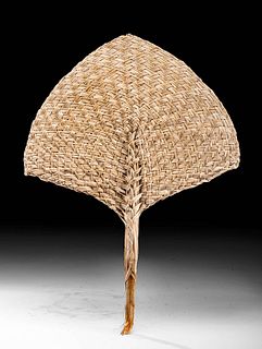 20th C. Fijian Coconut Leaf / Sennit Woven Fan