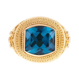 A Damaskos Athena Gaia 18K London Blue Topaz Ring