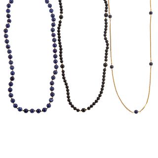 A Collection of Lapis Lazuli & Onyx Necklaces