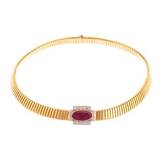 An Italian 18K Collar Featuring Ruby & Diamonds