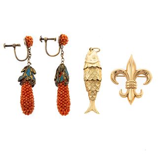 A Pair of Kingfisher Chinese Earrings & Others