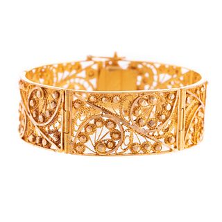 A 20K Middle Eastern Spun Gold Panel Bracelet