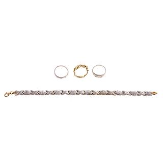 Collection of Platinum & Gold Rings & Bracelet