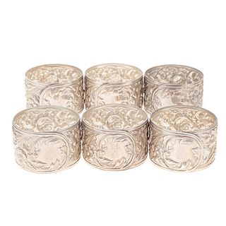 Six S. Kirk & Son Sterling Repousse Napkin Rings