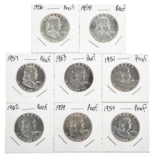 Eight Different Franklin Half Proofs 1951-1963
