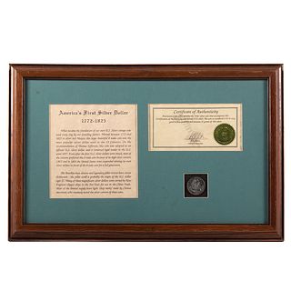 1805 Colonial Spanish Silver Dollar in Frame