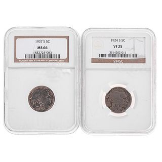 A Pair of Nice NGC Graded Buffalo Nickels