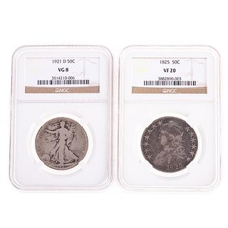 Pair of NGC Graded Halves with 1921-D Key