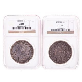 A Pair of NGC Graded CC Morgan Dollars 91 & 92