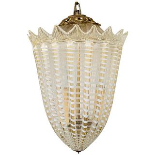 Vintage Murano Glass & Brass Pendant Light