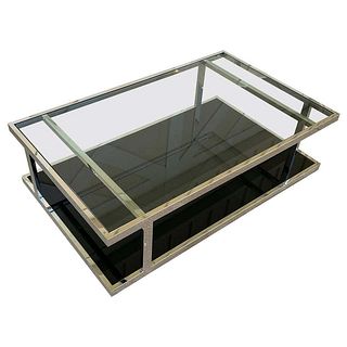 Vintage 2 Tier Coffee Table in Chrome & Glass