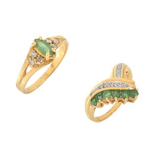 Two Emerald, Diamond and 14K Rings