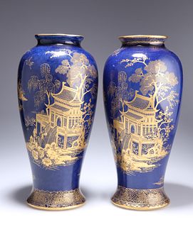 A PAIR OF 1920'S CARLTON WARE 'NEW MIKADO' VASES, of balust
