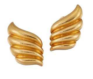 A PAIR OF 1970s CLIP EARRINGS, BY ZOLOTAS, designed as four