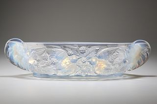 A JOBLINGS OPALIQUE PRESSED GLASS TWO HANDLED JARDINIÈRE, o