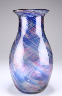 HARTLEY WOOD
 AN ART DECO MARBLED GLASS VASE, of baluster f