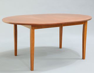 A DANISH CHERRYWOOD DINING TABLE AND FOUR CHAIRS, BY DENKA,