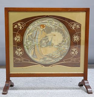 AN ART NOUVEAU INLAID MAHOGANY CABINET, IN THE MANNER OF SH