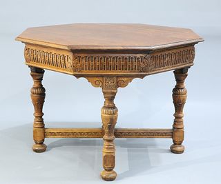 A JACOBEAN REVIVAL OAK CENTRE TABLE, BY GILLOWS, LATE 19TH 