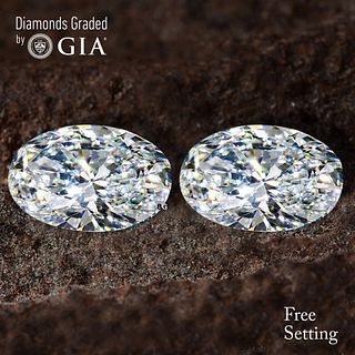 2.02 carat diamond pair Oval cut Diamond GIA Graded 1) 1.01 ct, Color D, VVS2 2) 1.01 ct, Color D, VVS2. Unmounted. Appraised Value: $27,600 