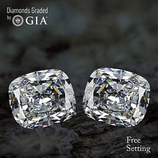 7.04 carat diamond pair Cushion cut Diamond GIA Graded 1) 3.51 ct, Color F, VVS2 2) 3.53 ct, Color F, VS1. Unmounted. Appraised Value: $283,500 
