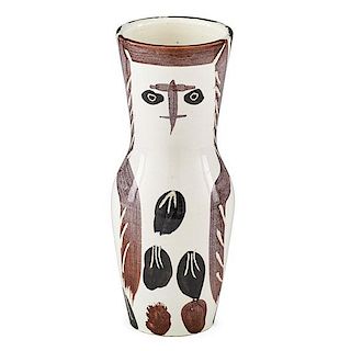 PABLO PICASSO; MADOURA Vase, "Young wood-owl"