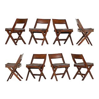 PIERRE JEANNERET Eight side chairs, Chandigarh