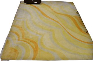 Edward Fields Modern Custom Carpet, orange, yellow, wavy decoration, 8' x 9'.