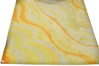 Edward Fields Modern Custom Carpet, orange, yellow, wavy decoration, 8' x 9'.