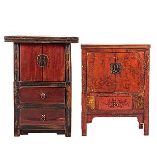 Two Asian Style Softwood Cabinets