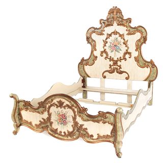 Louis XV Style Queen-Size Painted Giltwood Bed