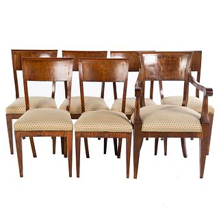 Set of Seven Biedermeier Walnut Chairs