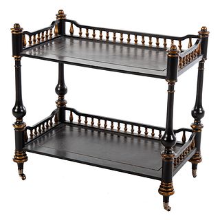 Ardley Hall Black & Gold Painted Two-Tiered Server