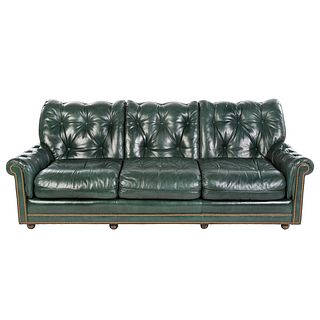 Hancock & Moore Green Leather Sofa