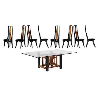 JEFFREY GREENE Dining table and eight chairs
