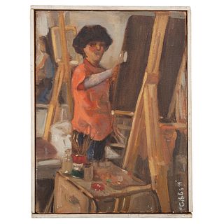 Nathaniel K. Gibbs. "The Art Student," oil