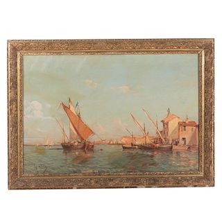 Emile Godchaux. Venetian Fishing Vessels, oil