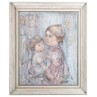 Edna Hibel. Mother and Child, oil on board