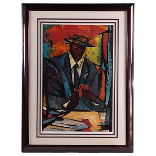 William Tolliver. "The Player," lithograph