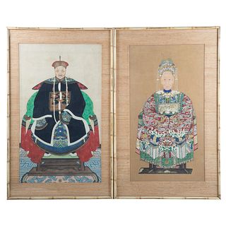 Pair of Chinese Ancestor Portraits