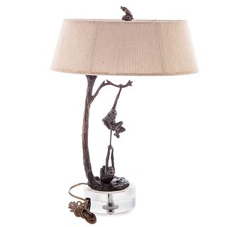 Continental Bronze Monkey Lamp