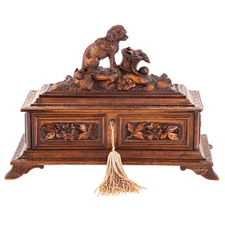 Continental Carved Wood Jewelry Casket