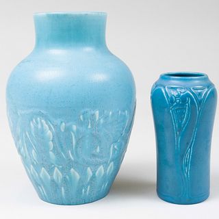 Two Rookwood Pottery Blue Glazed Vases